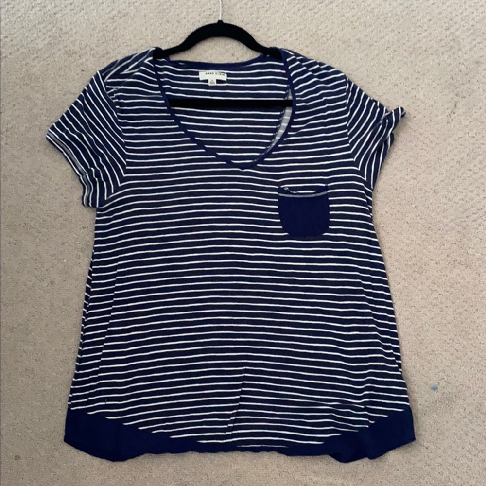 navy and white striped shirt